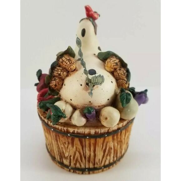 Trinket Box Hen On Nest Vegetables Barrel Chicken Country Kitchen Ring Holder - Picture 3 of 8